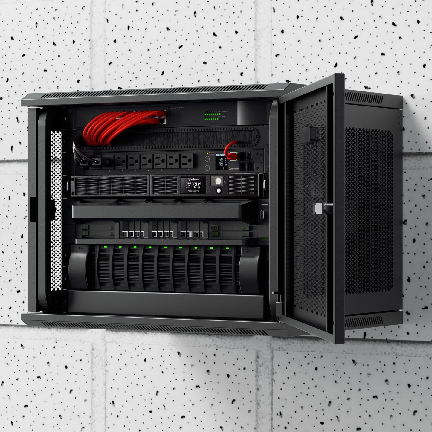 CyberPower PR500LCDRT1U 500VA / 400W Line Interactive UPS (Rack/Tower) — Left angle