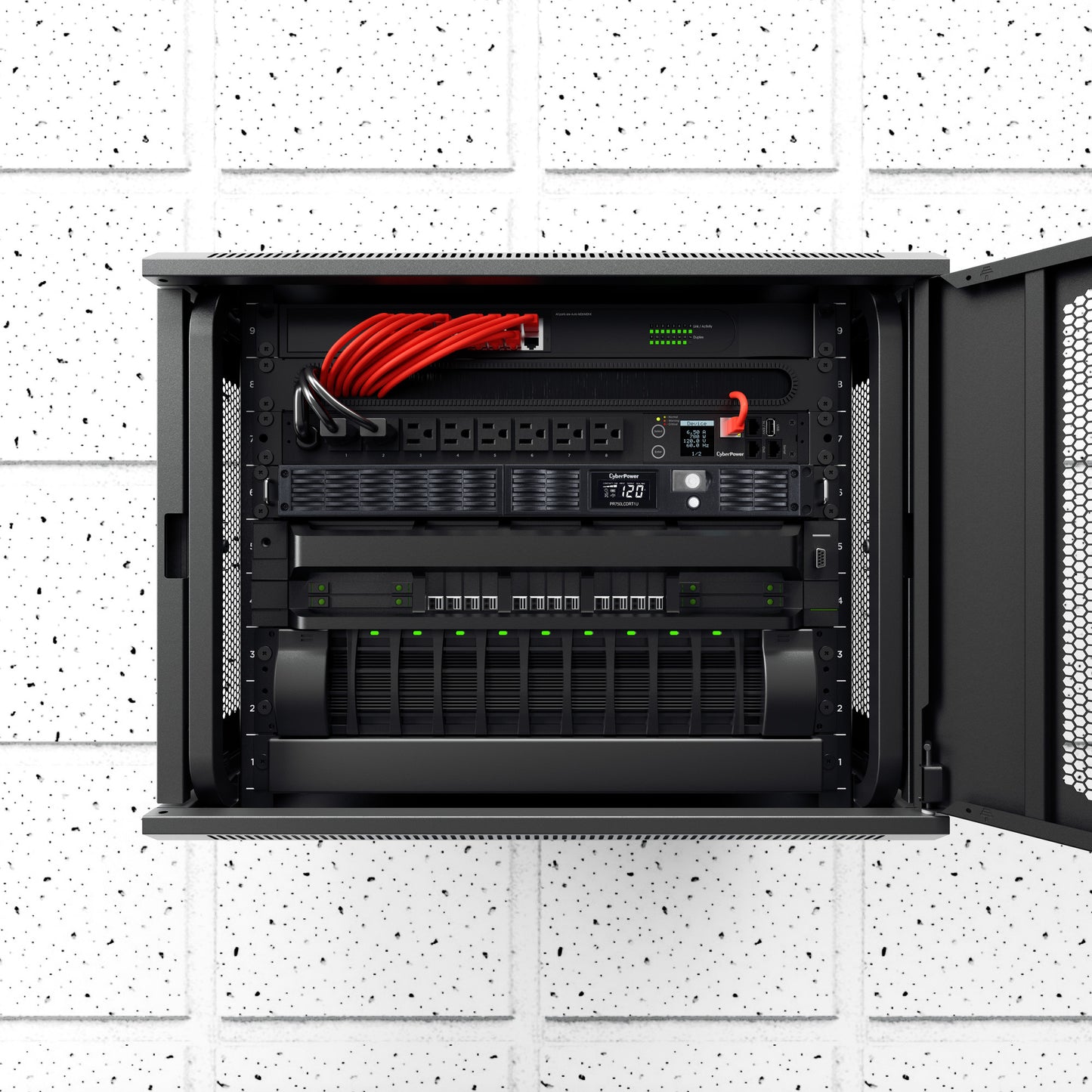 CyberPower PR750LCDRT1U 750VA Line Interactive UPS (Rackmount (1U)) — Front view