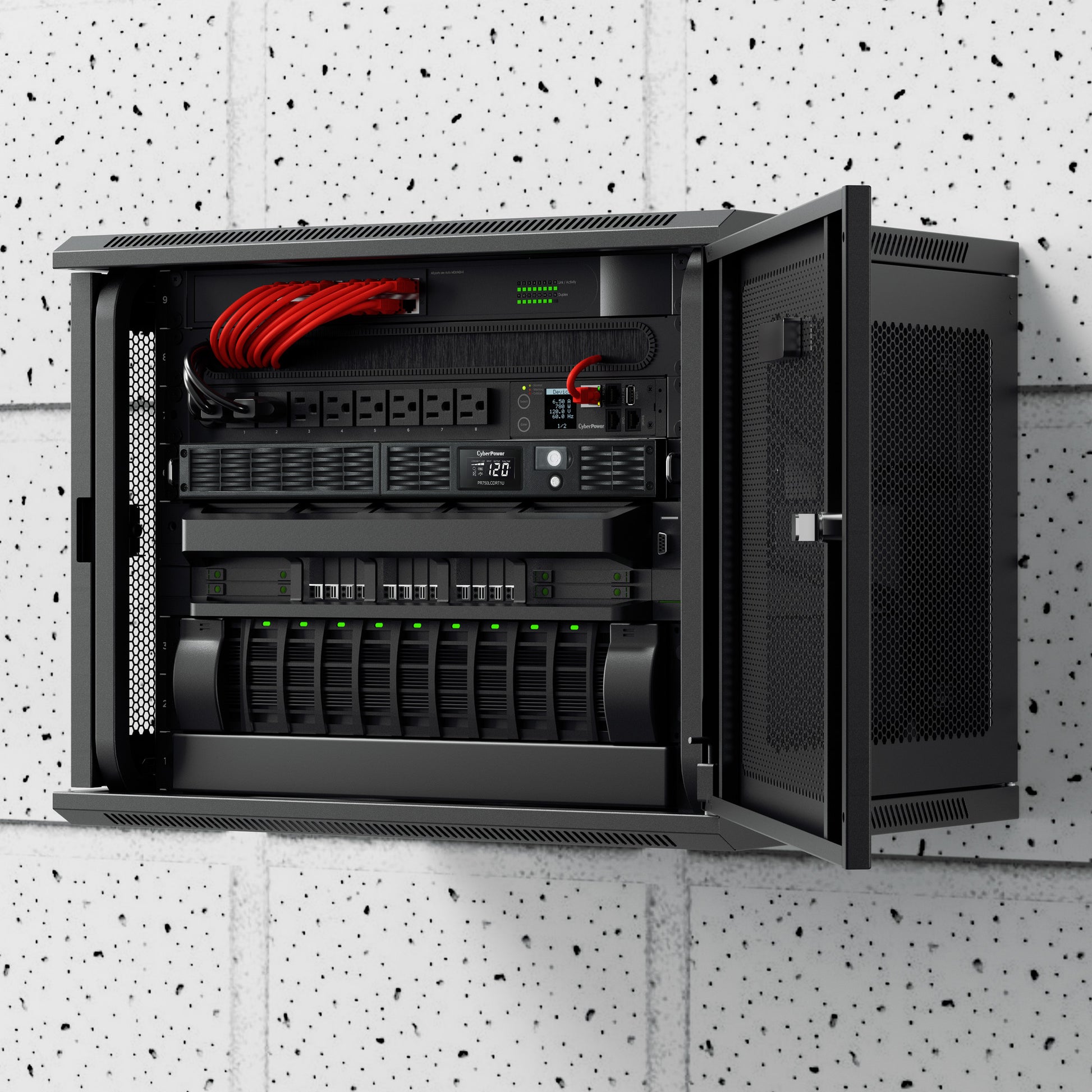 CyberPower PR750LCDRT1U 750VA Line Interactive UPS (Rackmount (1U)) — Left angle
