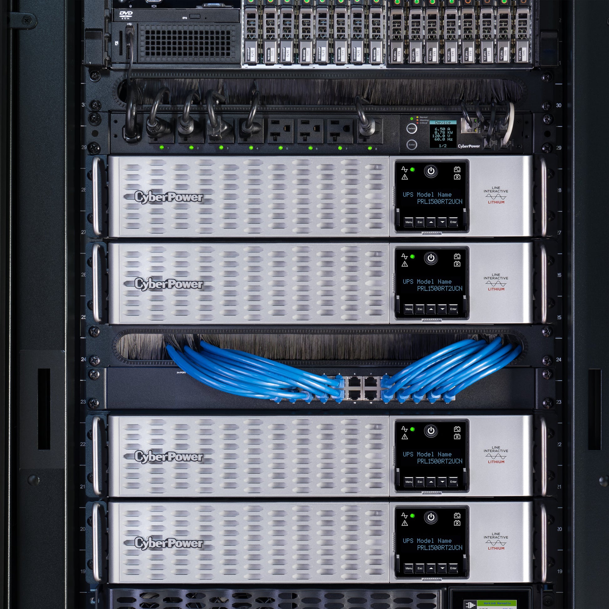CyberPower PRL1500RT2UC 1500VA / 1500W Line Interactive UPS (Rack/Tower) — In use