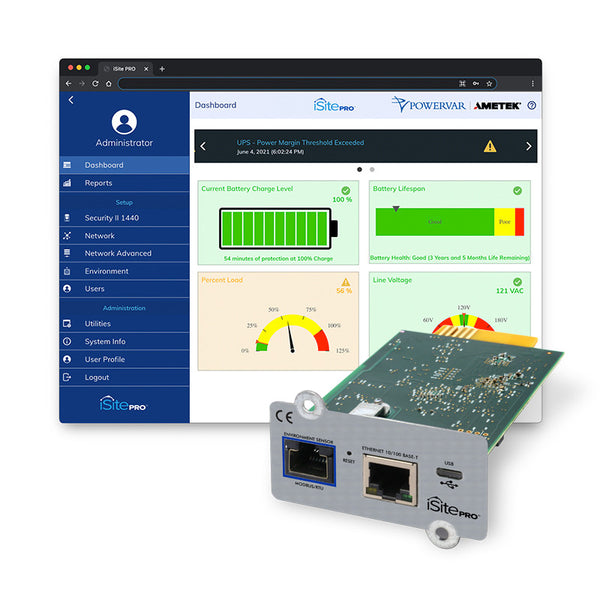 Carte longue de gestion réseau Powervar iSite PRO 3000L-01