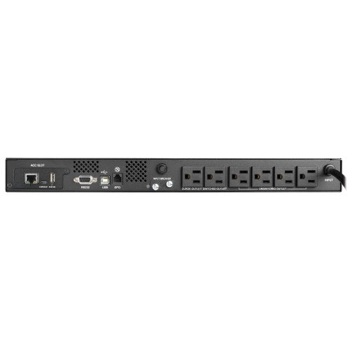 Tripp Lite SMART500RT1UN 500VA / 300W Line-Interactive UPS (Rackmount (1U)) — Back view