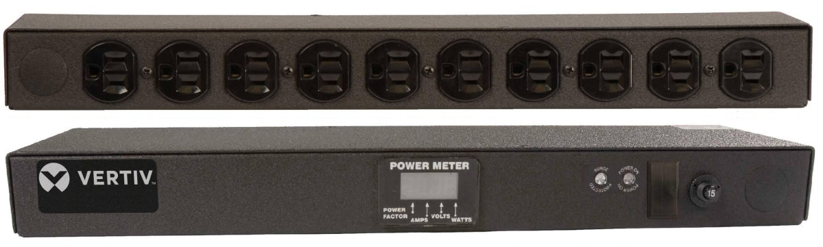 Vertiv Rack PDU - 1U, 120V, 15A, 5-15P, (10) 5-15R, Metered Surge
