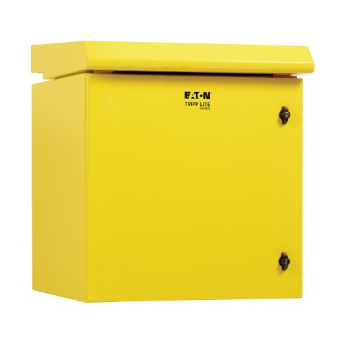 Tripp Lite SmartRack SRN3RY12U Industrial Enclosure, NEMA 3R, Wall Mount, Metal, Locking, Fan With Thermal Switch, 23 in. Depth, 12U, Yellow