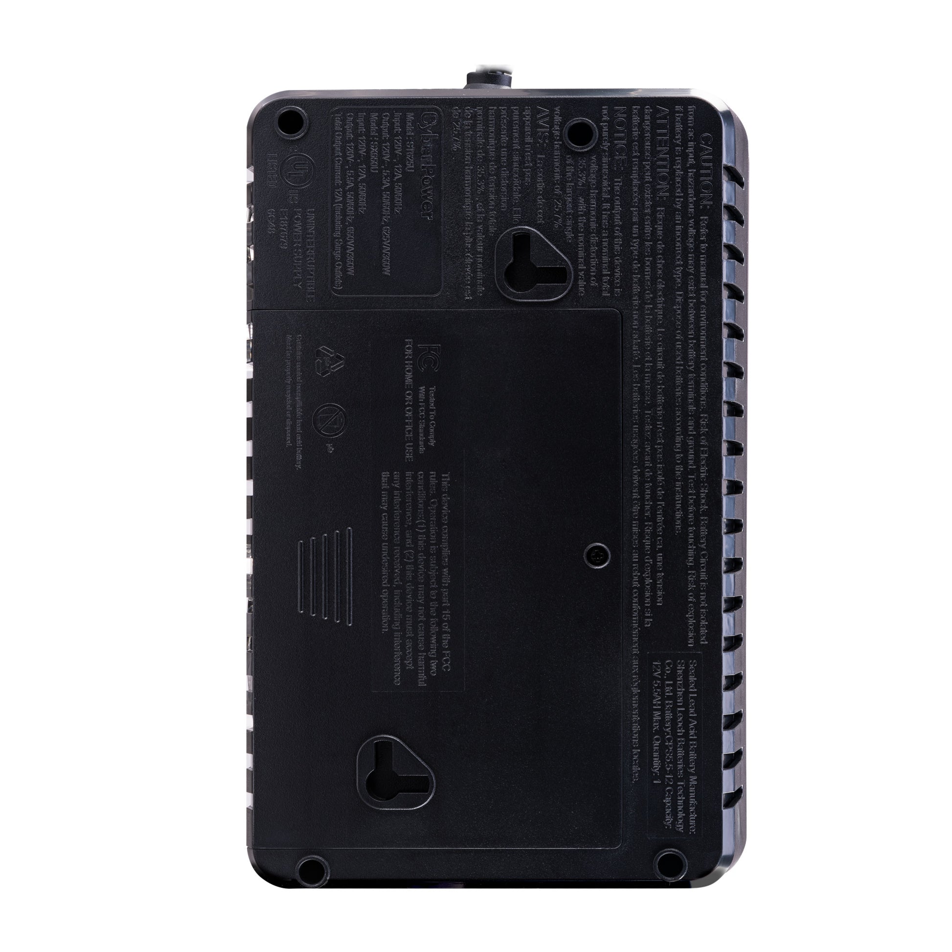 CyberPower ST625U 625VA / 360W Standby UPS — Rear view