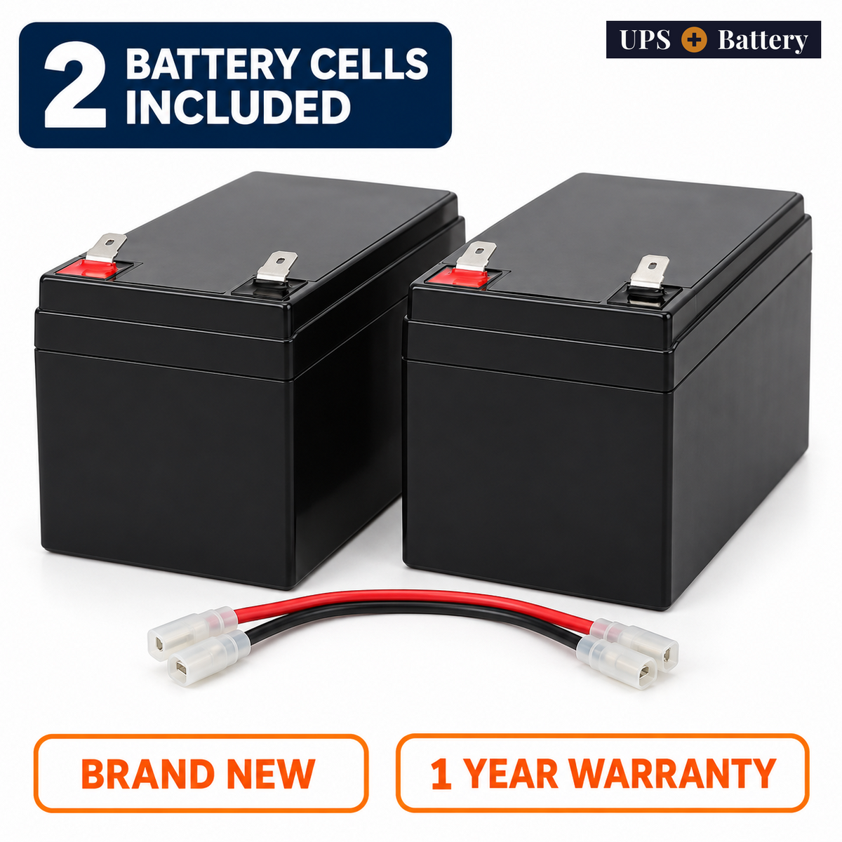 UPSPlusBattery compatible APCRBC161 replacement battery set with 2 battery cells, brand new, 1 year warranty