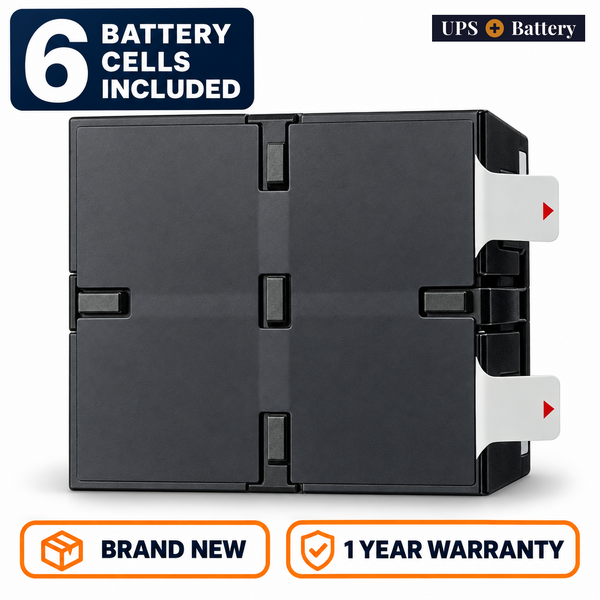 UPSPlusBattery compatible APCRBC228 replacement battery set with 6 battery cells, brand new, 1 year warranty