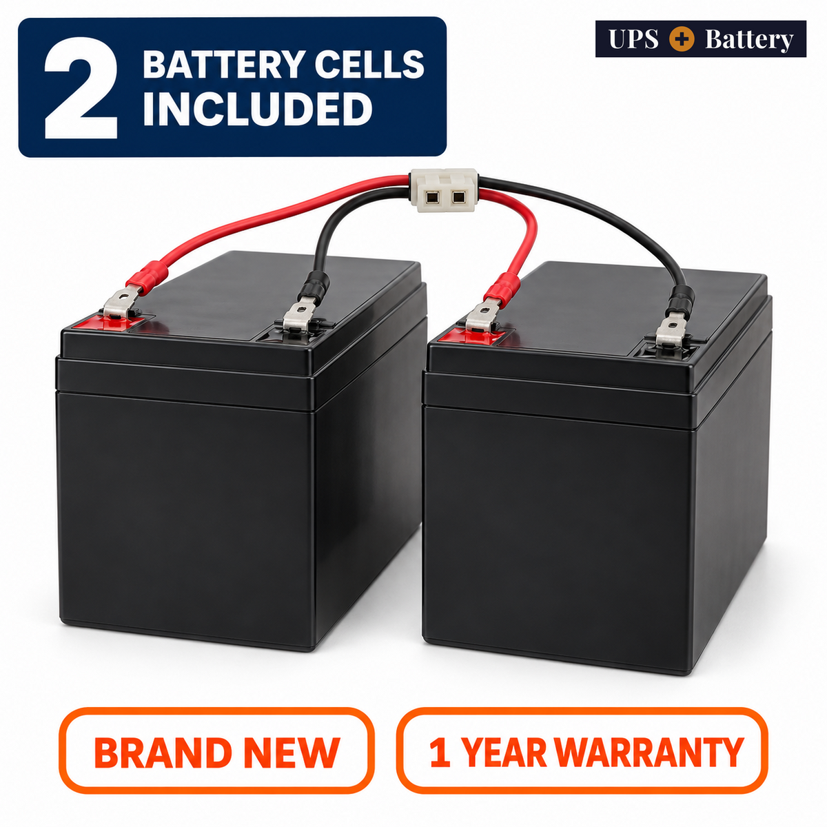 UPSPlusBattery compatible APCRBCV200 replacement battery set with 2 battery cells, brand new, 1 year warranty