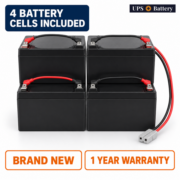 UPSPlusBattery compatible APCRBCV201 replacement battery set with 4 battery cells, brand new, 1 year warranty