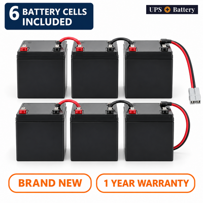 UPSPlusBattery compatible APCRBCV202 replacement battery set with 6 battery cells, brand new, 1 year warranty