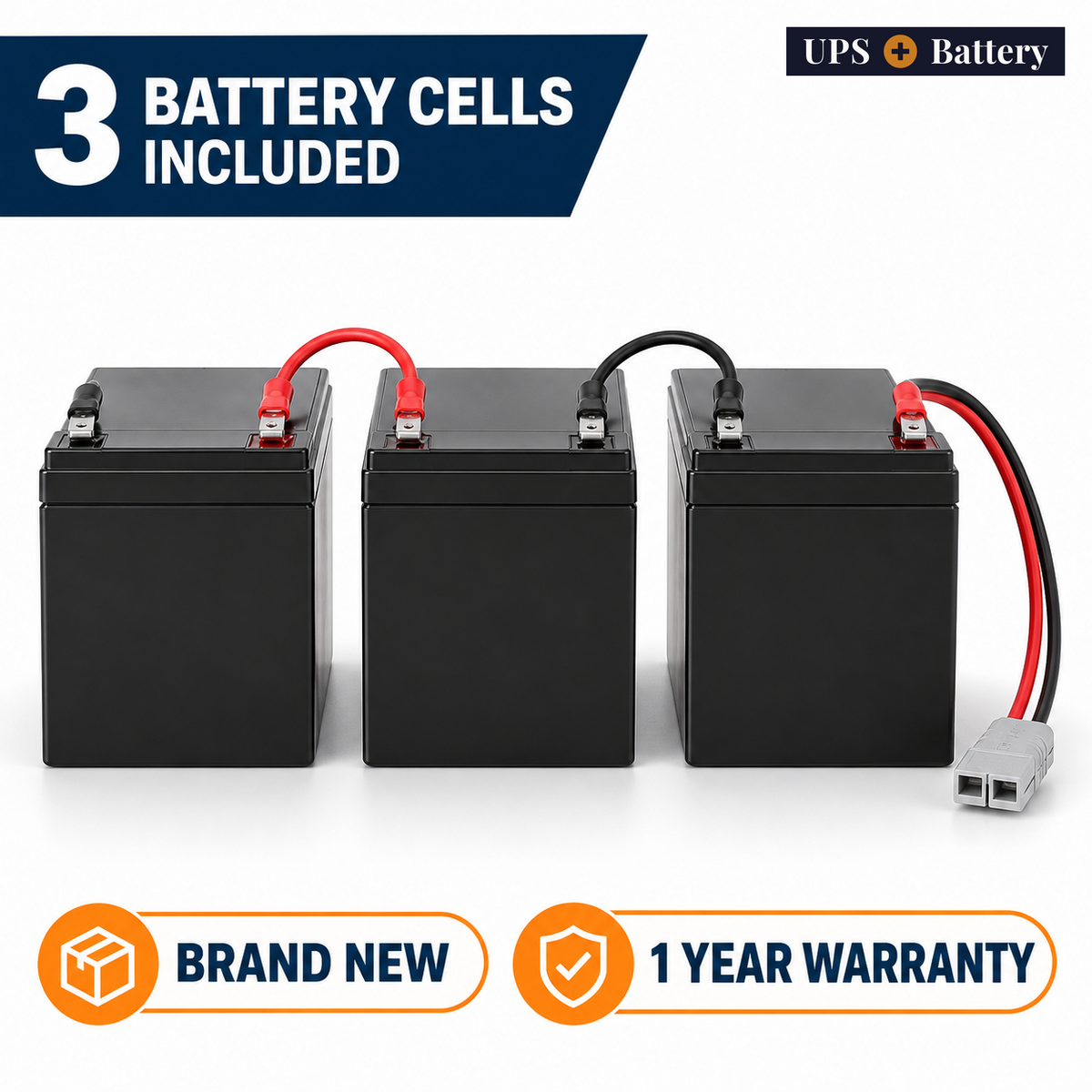 UPSPlusBattery compatible RBC36S replacement battery set with 3 battery cells, brand new, 1 year warranty