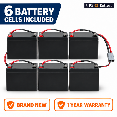 UPSPlusBattery compatible RBC72S replacement battery set with 6 battery cells, brand new, 1 year warranty