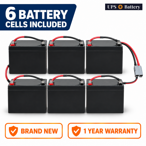 UPSPlusBattery compatible RBC72S replacement battery set with 6 battery cells, brand new, 1 year warranty