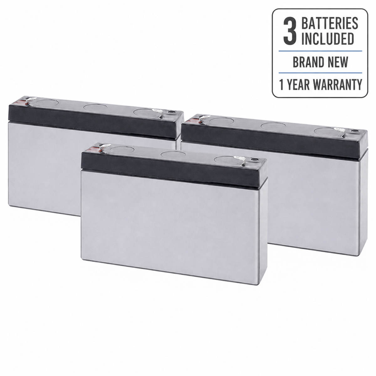 3 batteries included, brand new, 1 year warranty