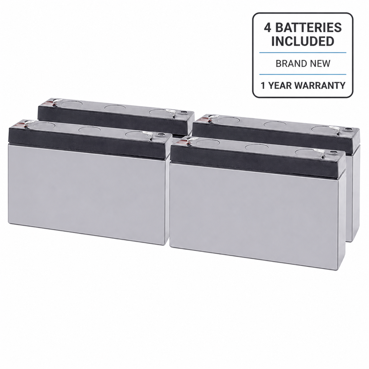 4 batteries included, brand new, 1 year warranty