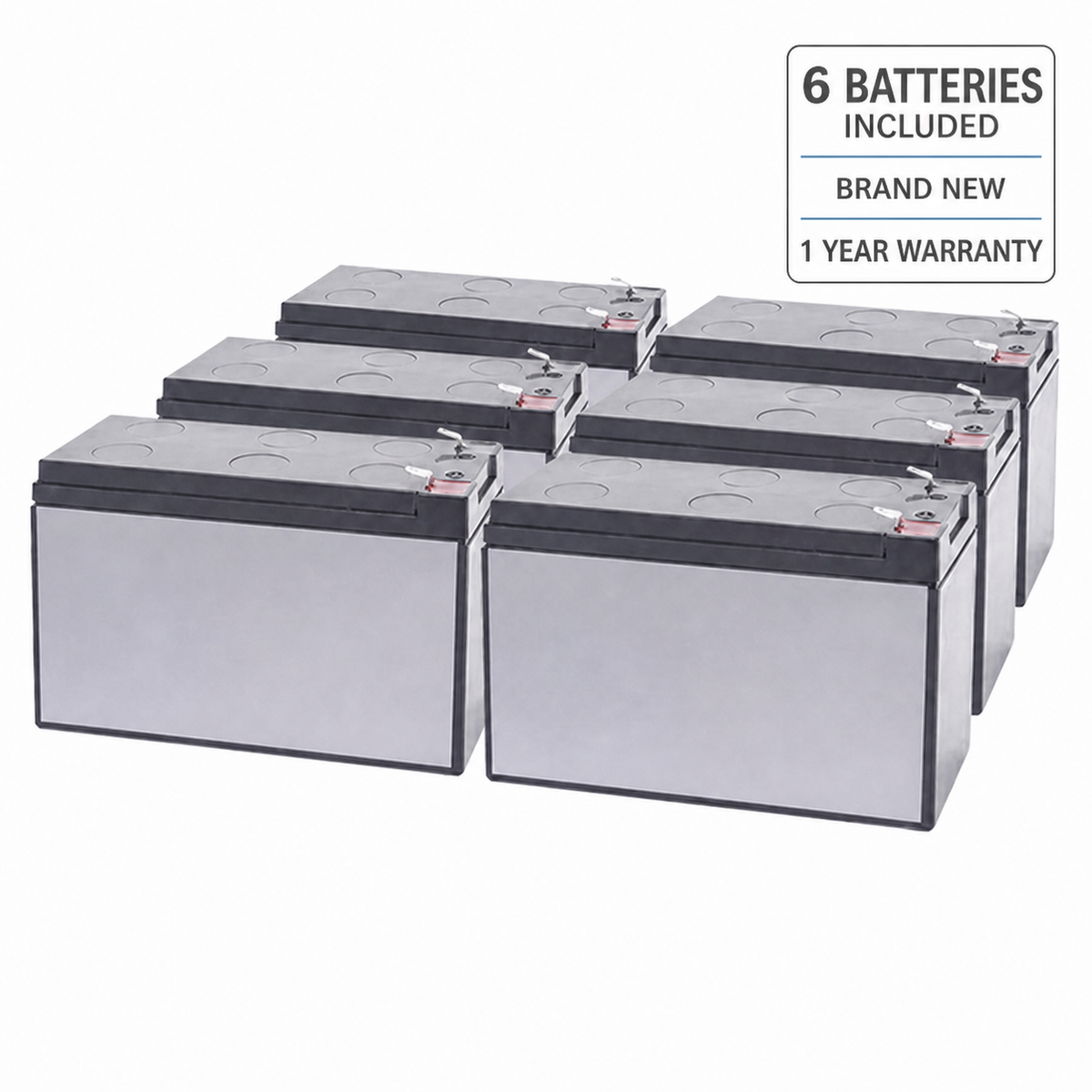 6 batteries included, brand new, 1 year warranty