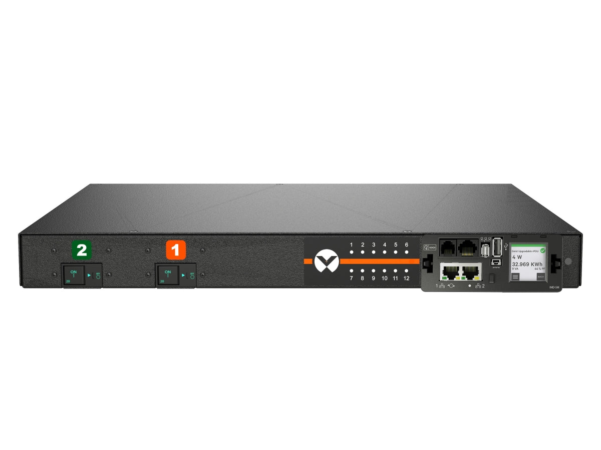Vertiv Rpdu, Switched Outlet Level Monitoring EC, 30A, 208V, 4.9KW, Horizontal, (12) Combination C13/C19, 10FT Power CORD with L6-30P, Black Powder