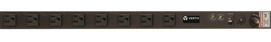 Vertiv Rack PDU - 0U, 120V, 15A, 5-15P, (8) 5-15R, Basic Surge